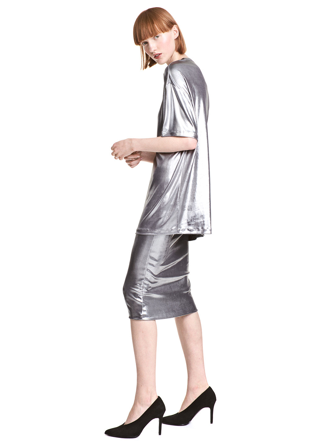 Серебряная кэжуал однотонная юбка H&M мини