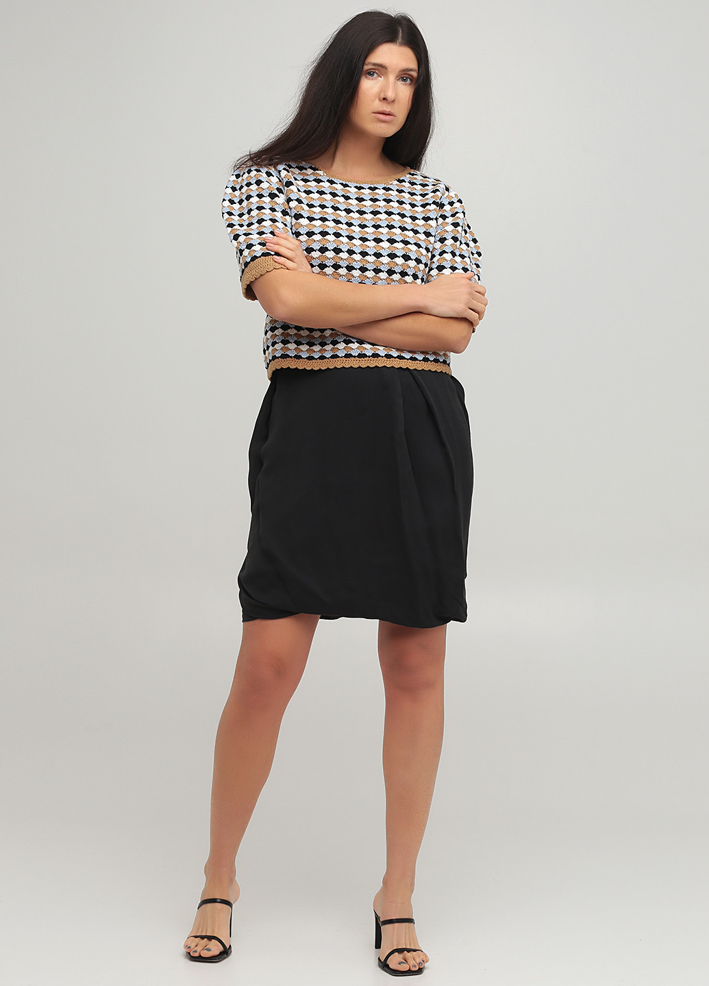 Черная кэжуал однотонная юбка Massimo Dutti