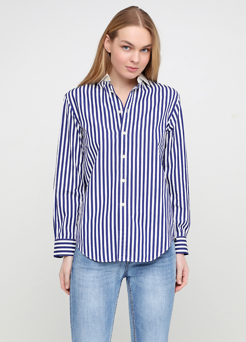 Синяя кэжуал рубашка в полоску Ralph Lauren