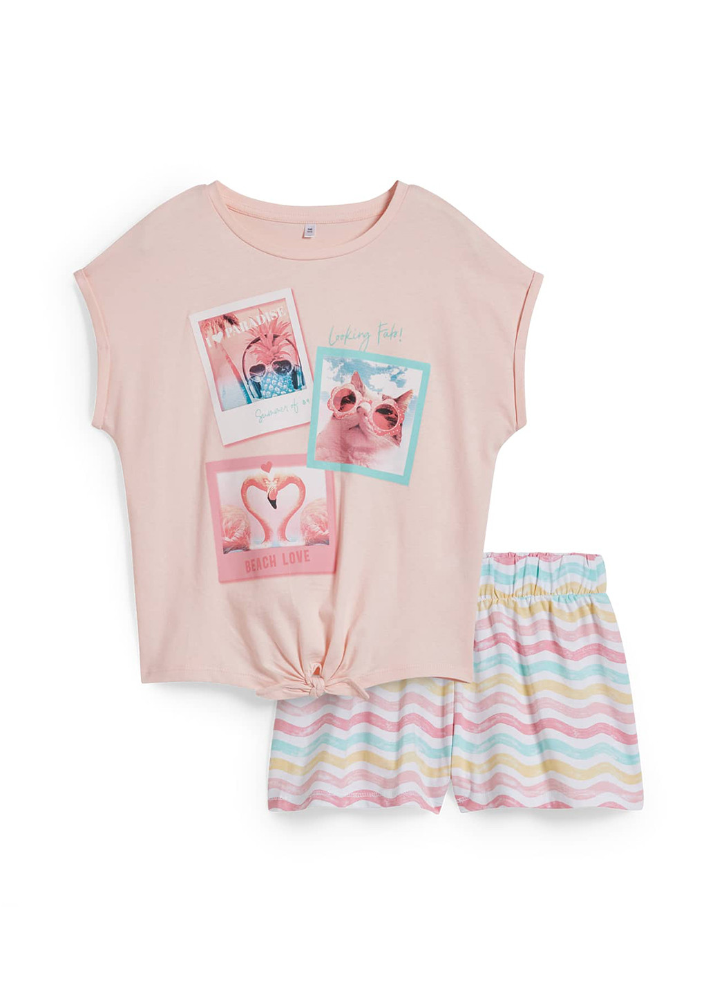 Пудровый летний комплект (футболка, шорты) C&A