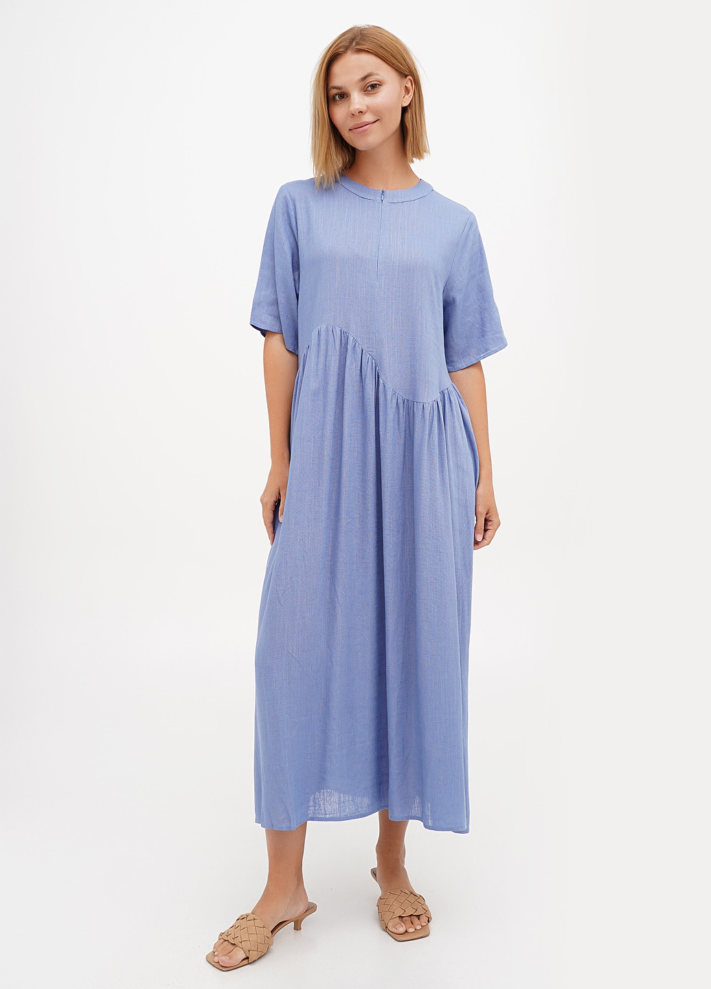 Блакитна кежуал сукня а-силует My Star однотонна