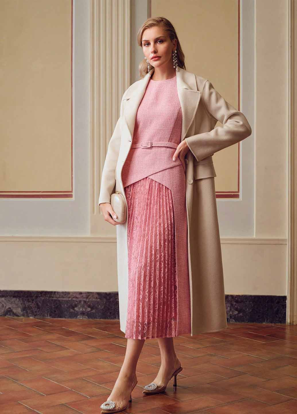 Рожева святковий, ділова сукня а-силует SHEIN однотонна