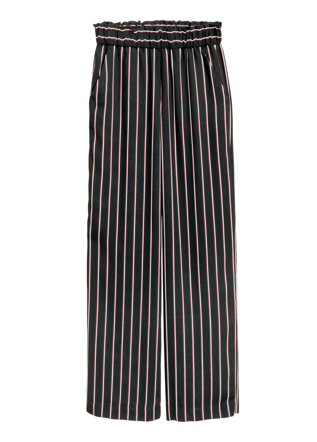 Черно-белые кэжуал демисезонные прямые брюки H&M