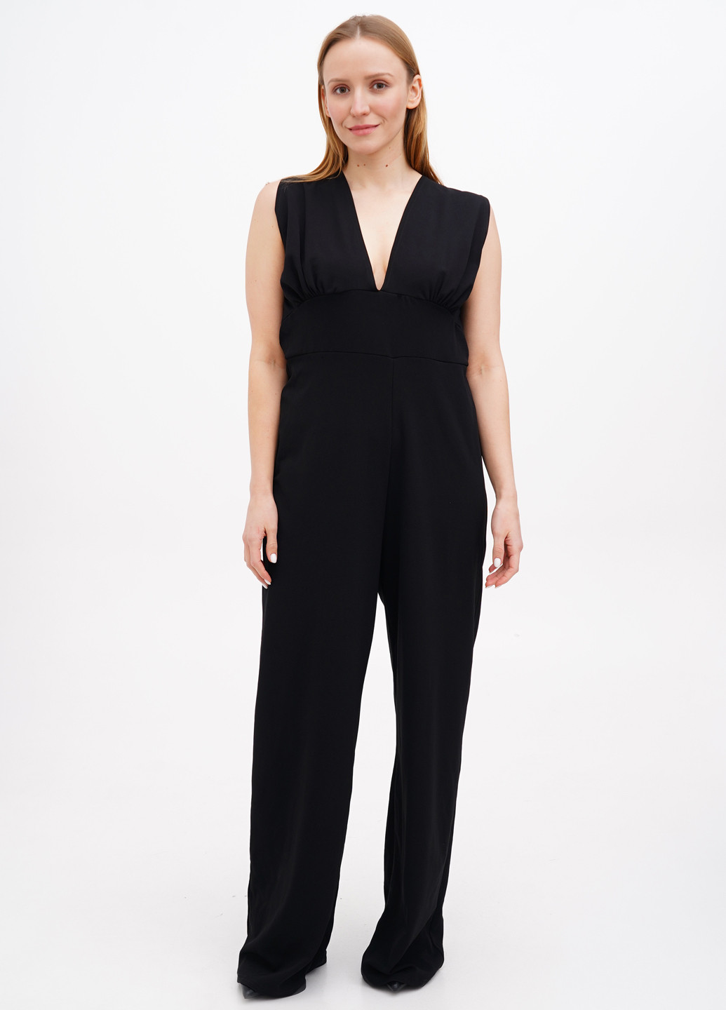 Комбинезон Boohoo комбинезон-брюки однотонный чёрный кэжуал полиэстер