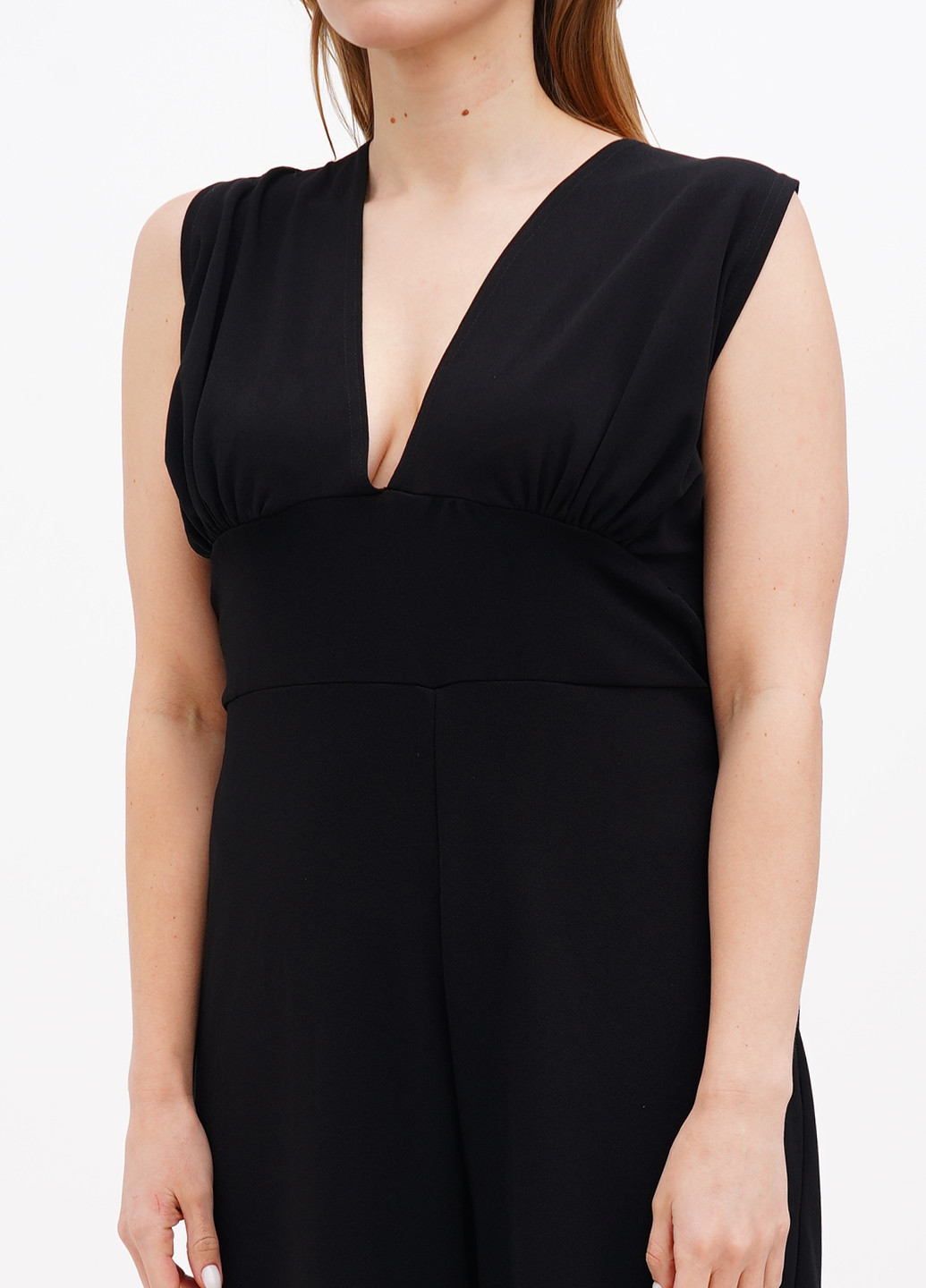 Комбинезон Boohoo комбинезон-брюки однотонный чёрный кэжуал полиэстер