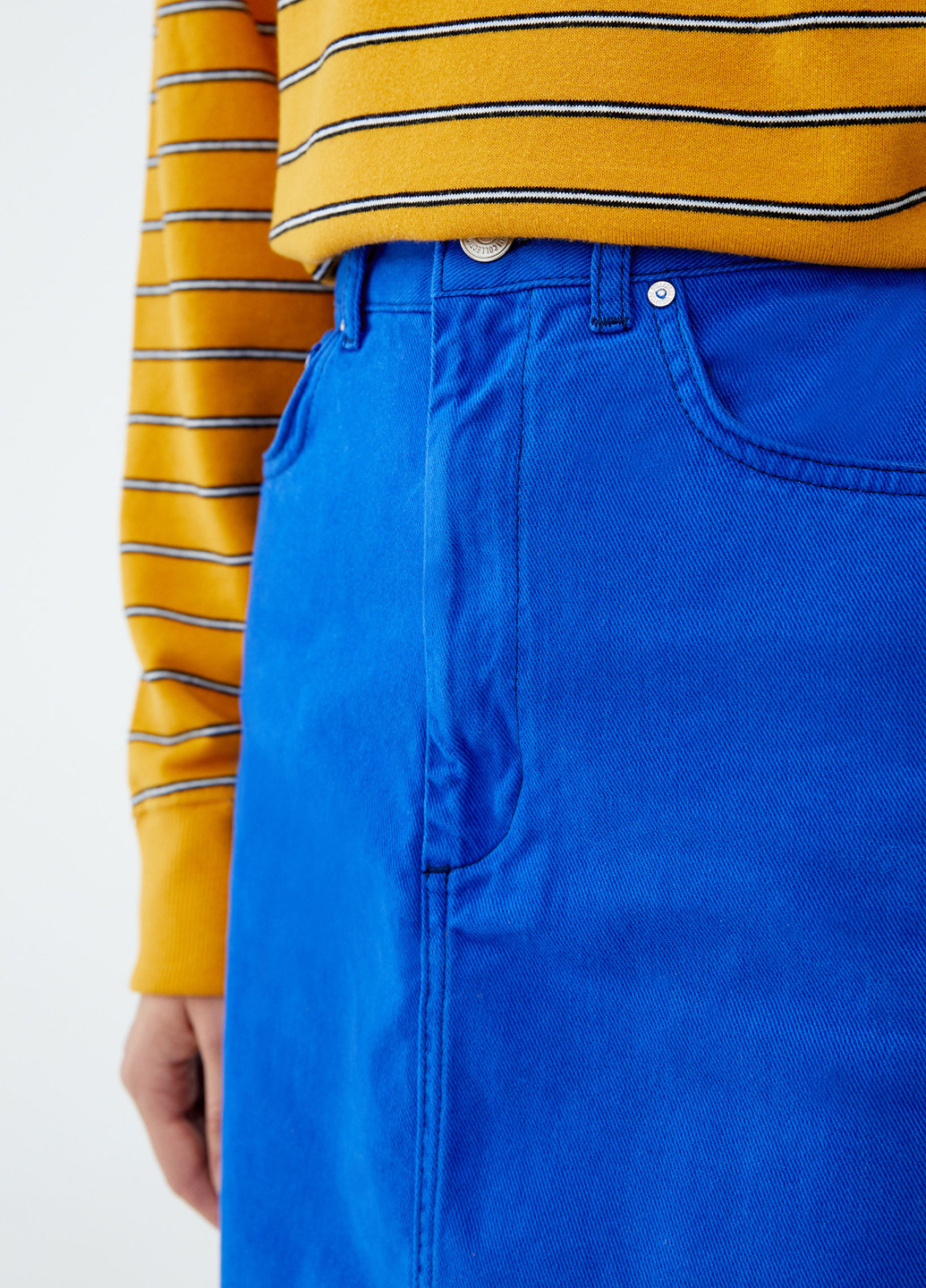Синяя кэжуал однотонная юбка Pull & Bear карандаш