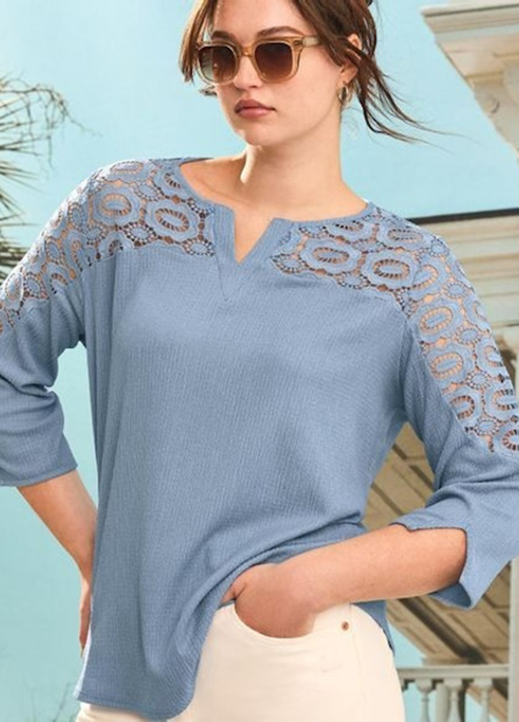 Серо-голубая блуза Studio 1886