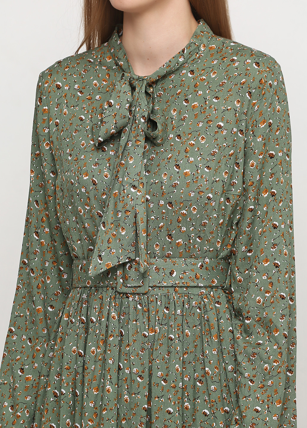 Оливковое кэжуал платье Made in Italy с цветочным принтом
