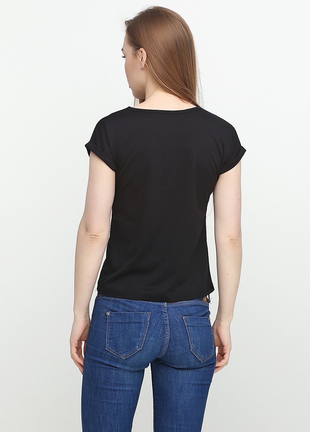 Черная летняя футболка с коротким рукавом No Brand