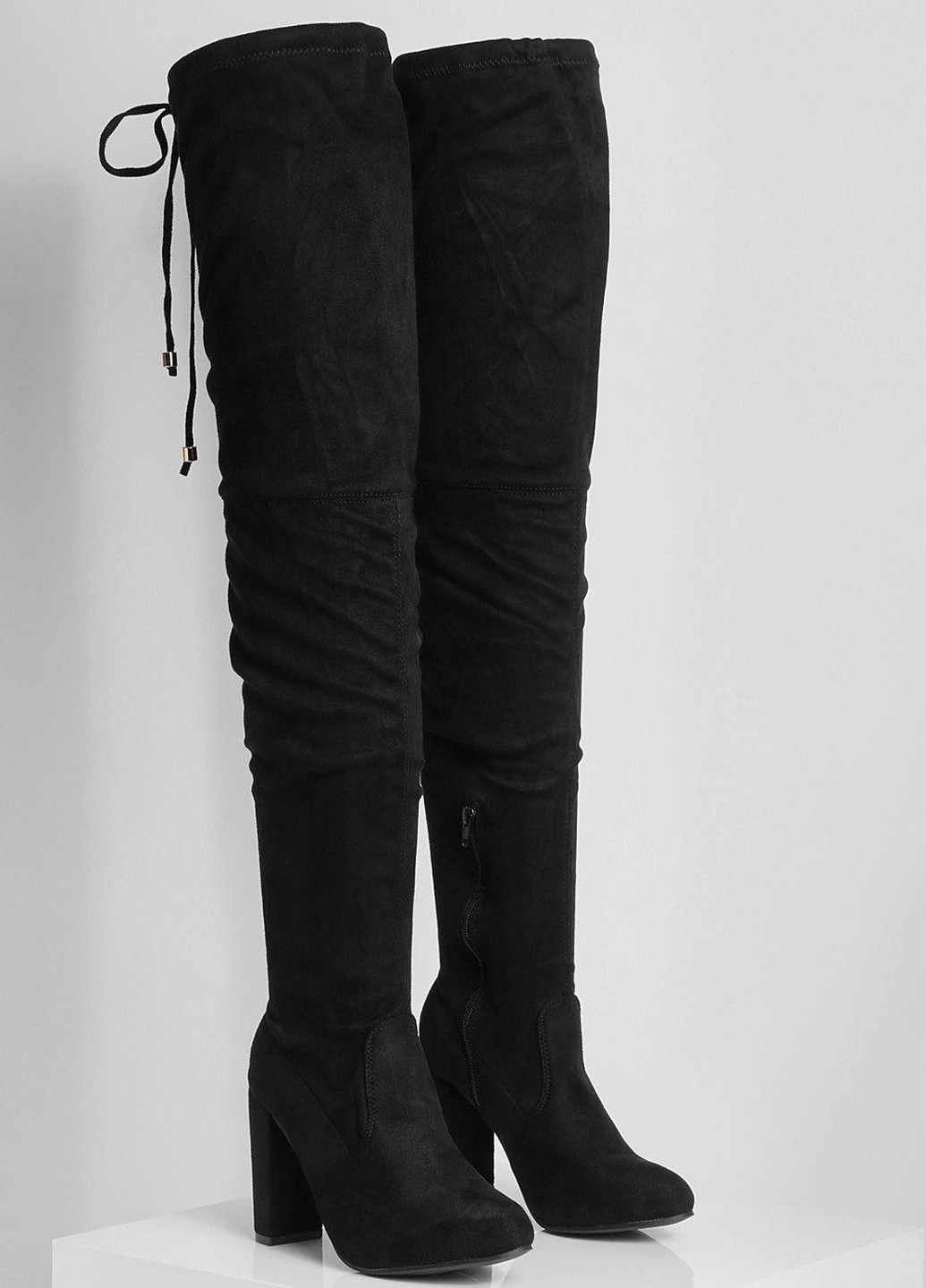 Осенние сапоги ботфорты Boohoo завязки