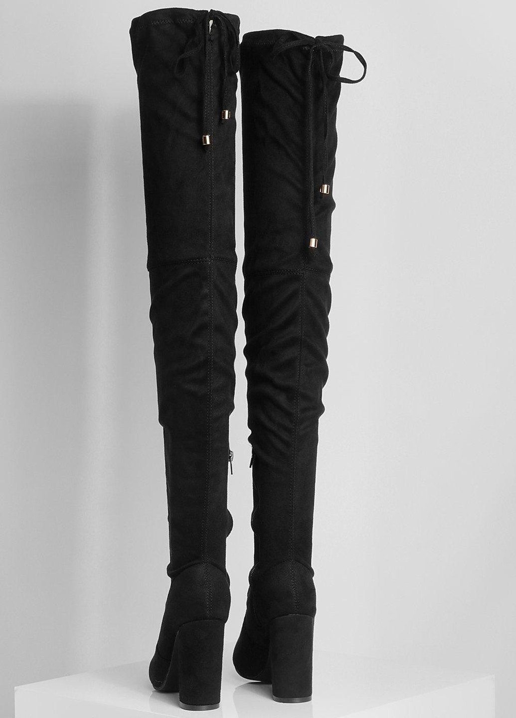 Осенние сапоги ботфорты Boohoo завязки