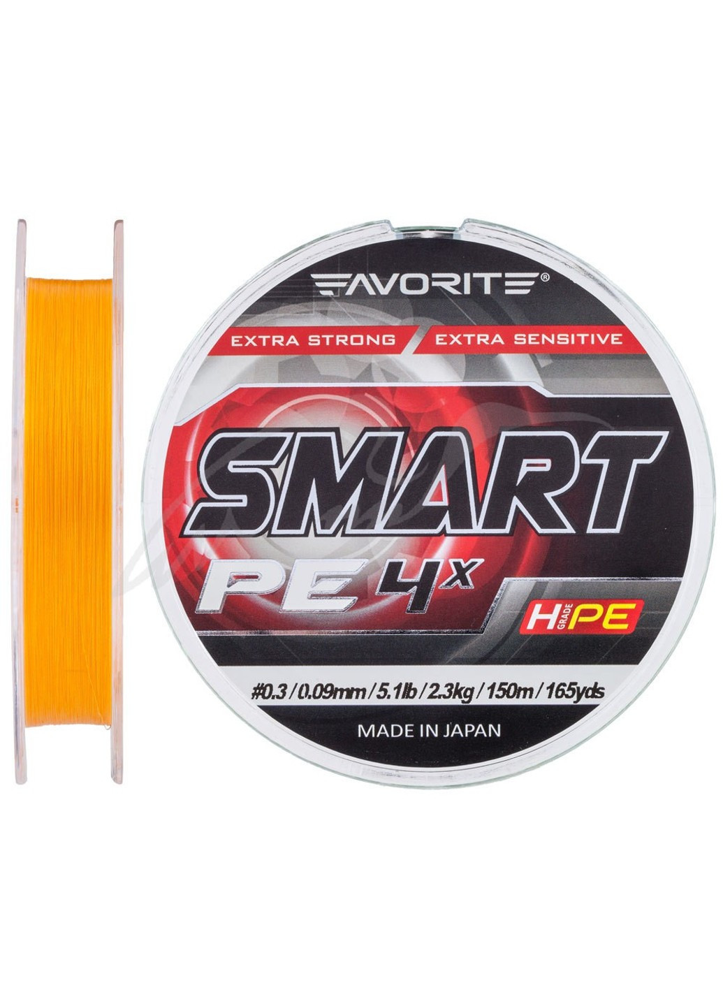 1693-10-42 Шнур Smart PE 4x 150м (оранж.) # 0.3 / 0.09мм 2.3кг Favorite (252467957)