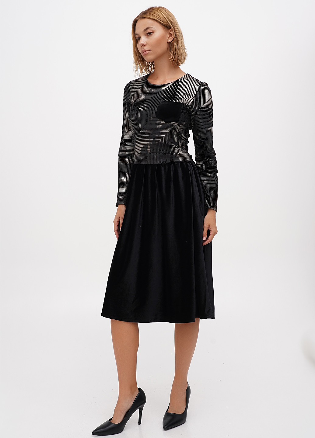 Золотой кэжуал платье а-силуэт Sassofono с геометрическим узором