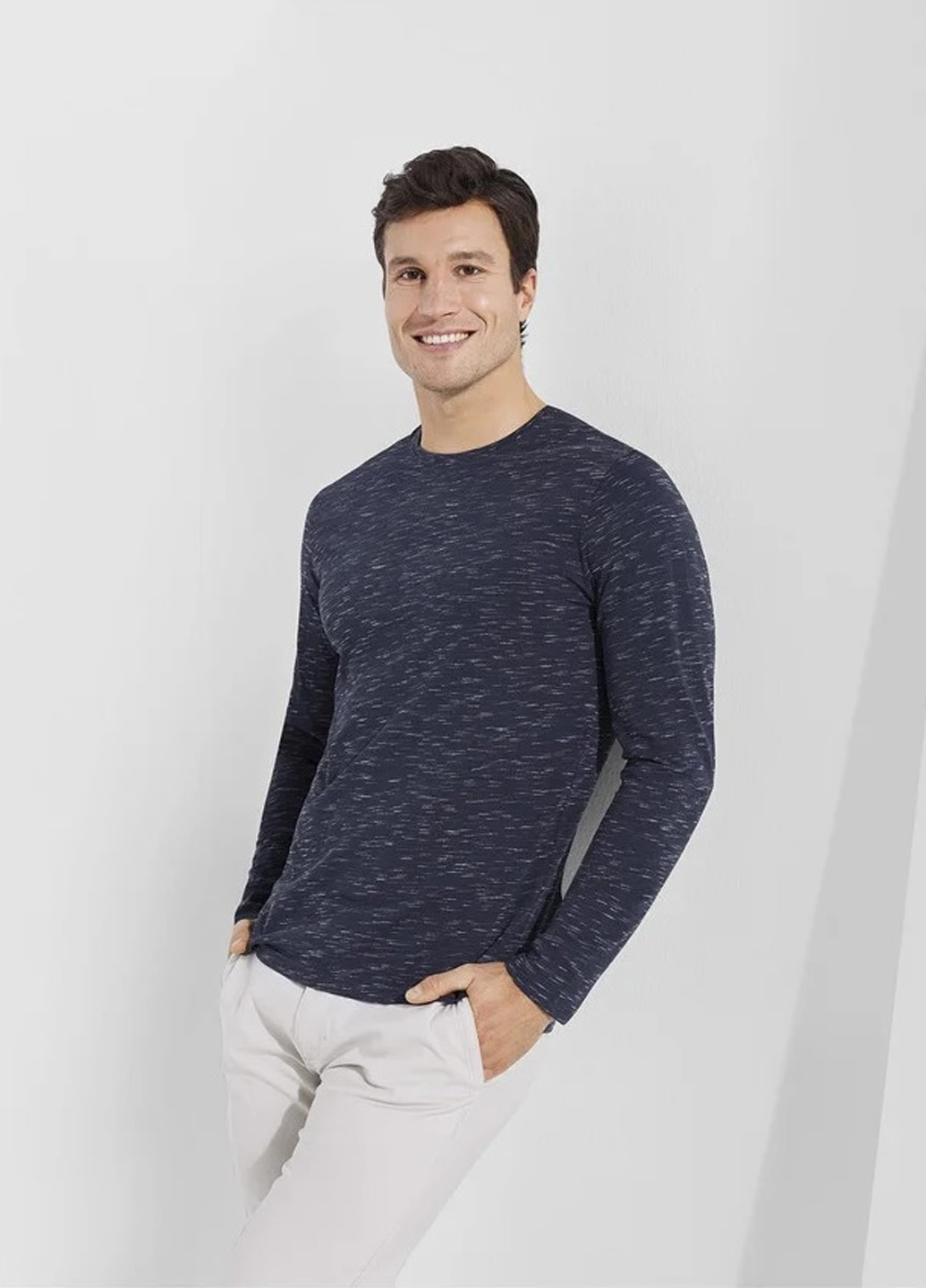 Индиго демисезонный кэжуал лонгслив Livergy меланж