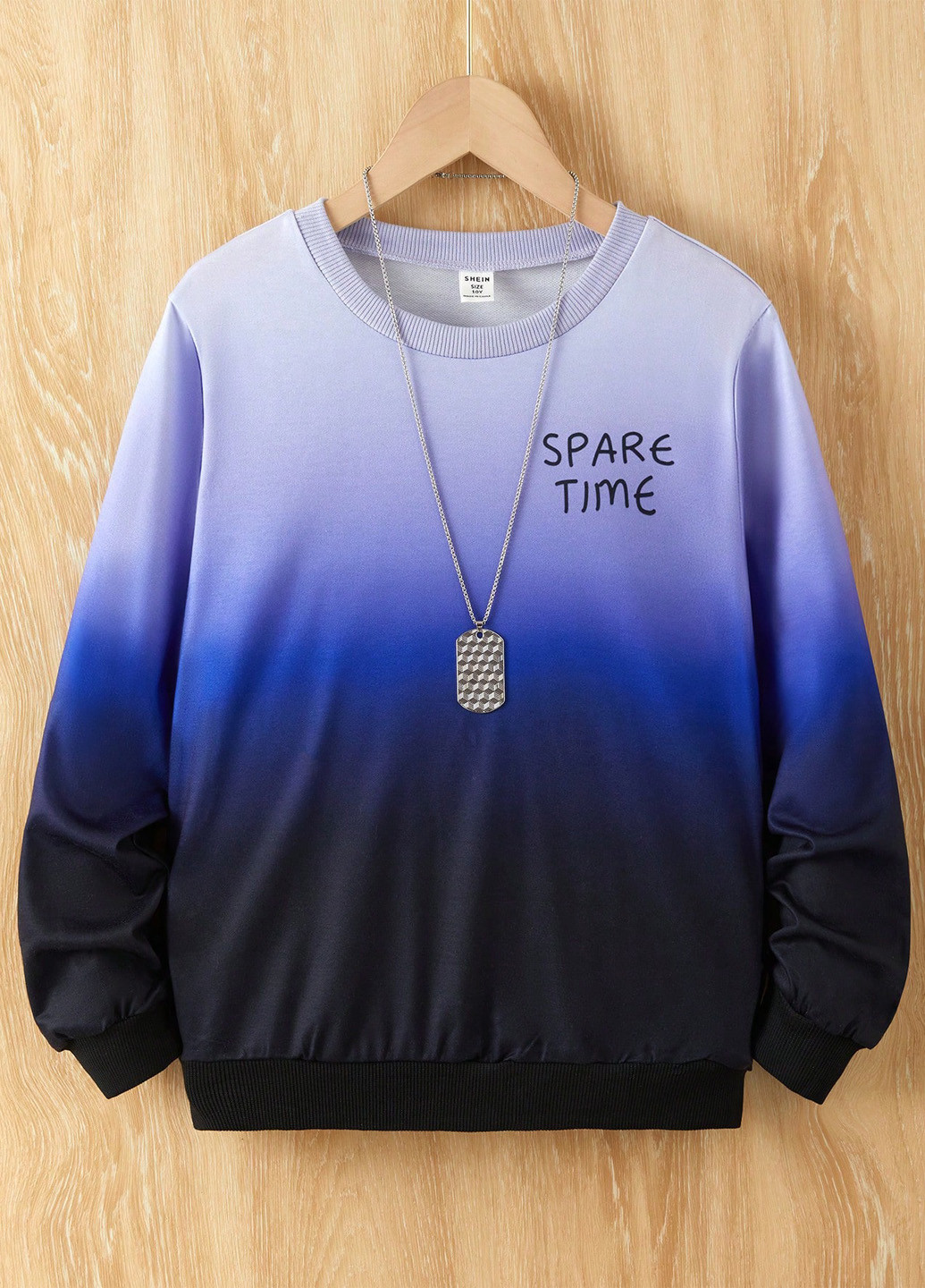 SHEIN свитшот градиент темно-синий кэжуал полиэстер, трикотаж