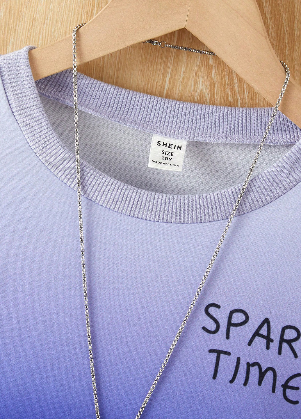 SHEIN свитшот градиент темно-синий кэжуал полиэстер, трикотаж