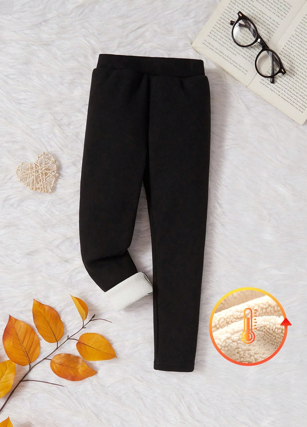 Черные зимние леггинсы SHEIN