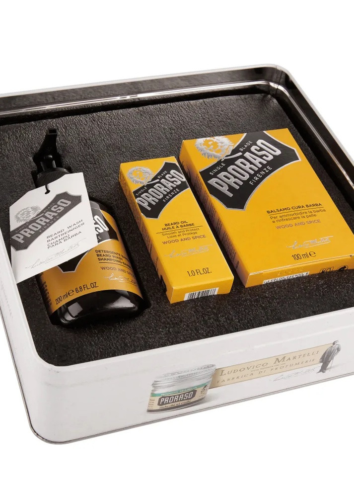 Подарочный набор для бороды Wood & Spice Beard Kit (balm/100ml + shаmp/200ml + oil/30ml) Proraso (217113119)