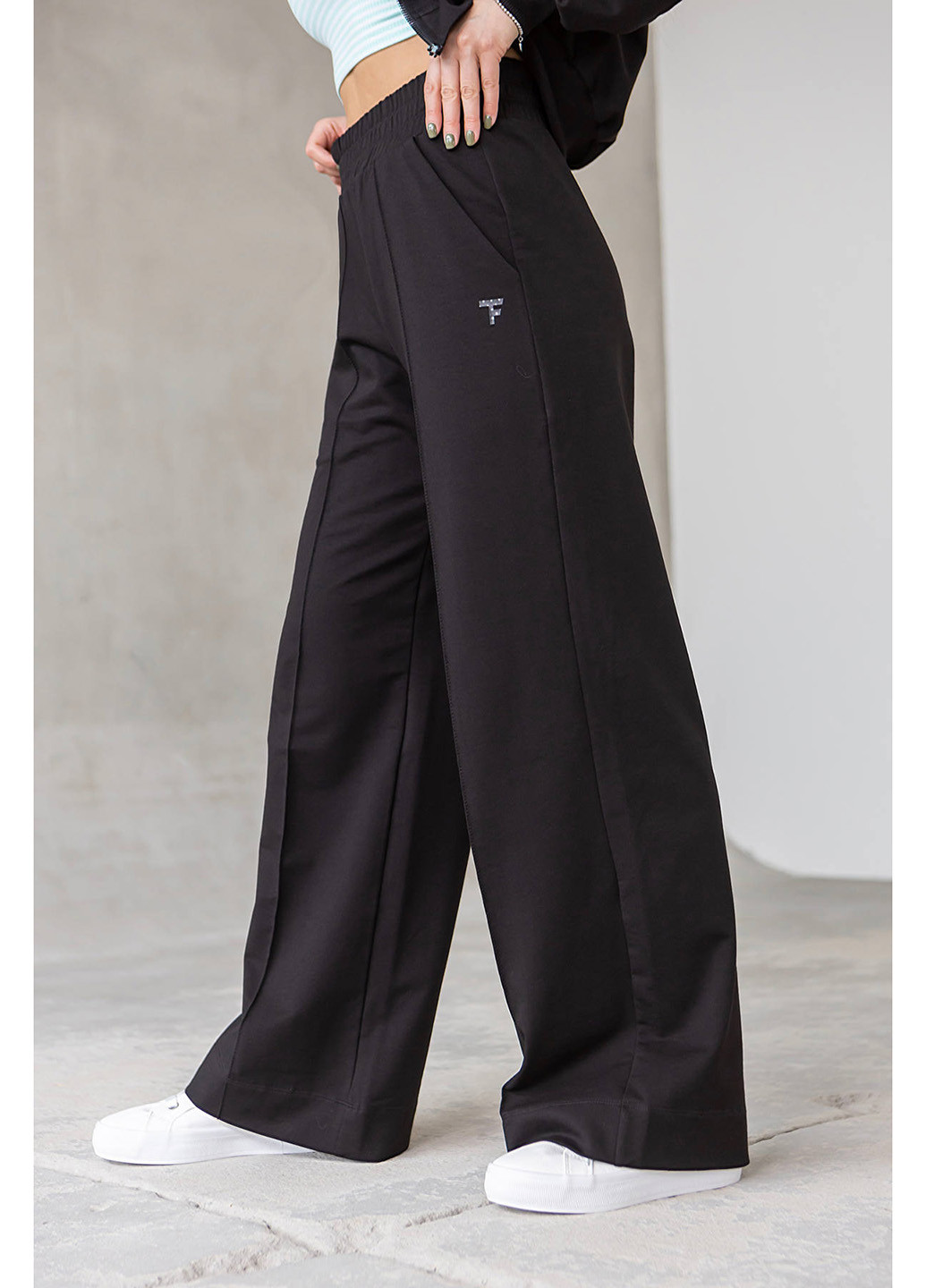 Черные кэжуал демисезонные палаццо брюки TOTALFIT