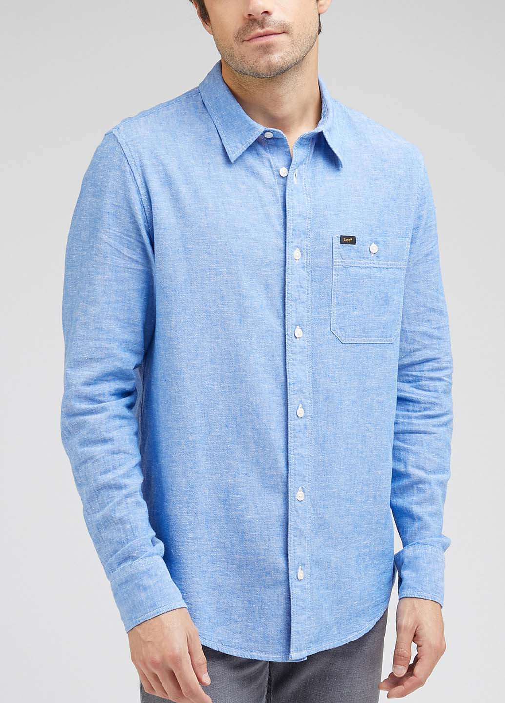 Голубой кэжуал рубашка меланж Lee
