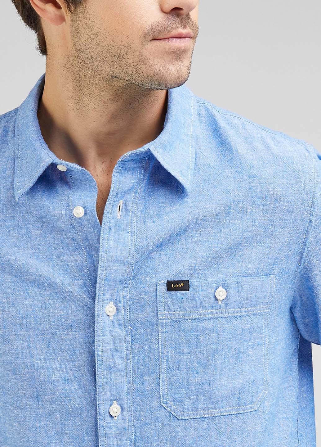 Голубой кэжуал рубашка меланж Lee