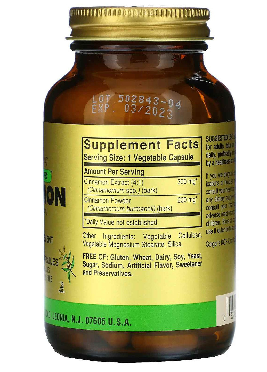 FP Cinnamon 100 Veg Caps SOL-00877 Solgar (256380160)