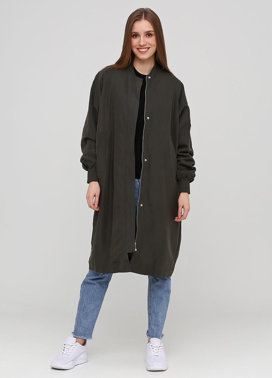 Темно-зеленое демисезонное Пальто однобортное Weekday