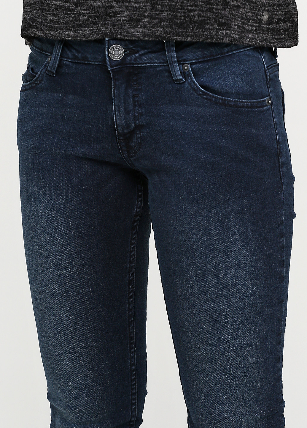 Джинси S.Oliver завужені однотонні темно-сині джинсові бавовна