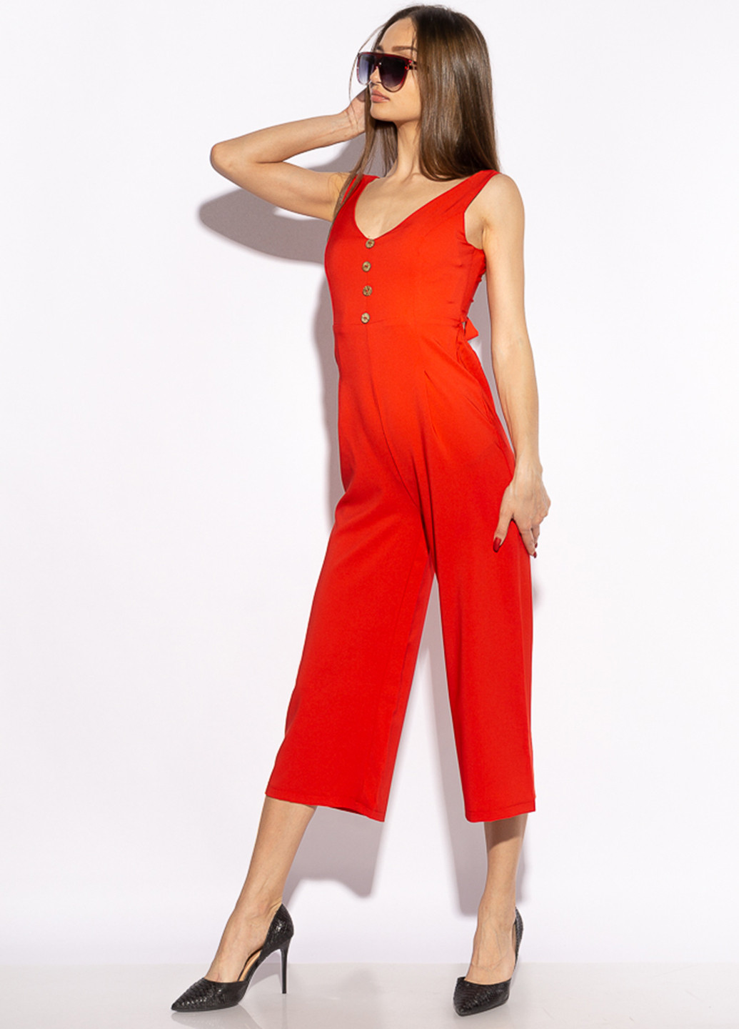 Комбинезон Time of Style комбинезон-брюки однотонный красный кэжуал полиэстер