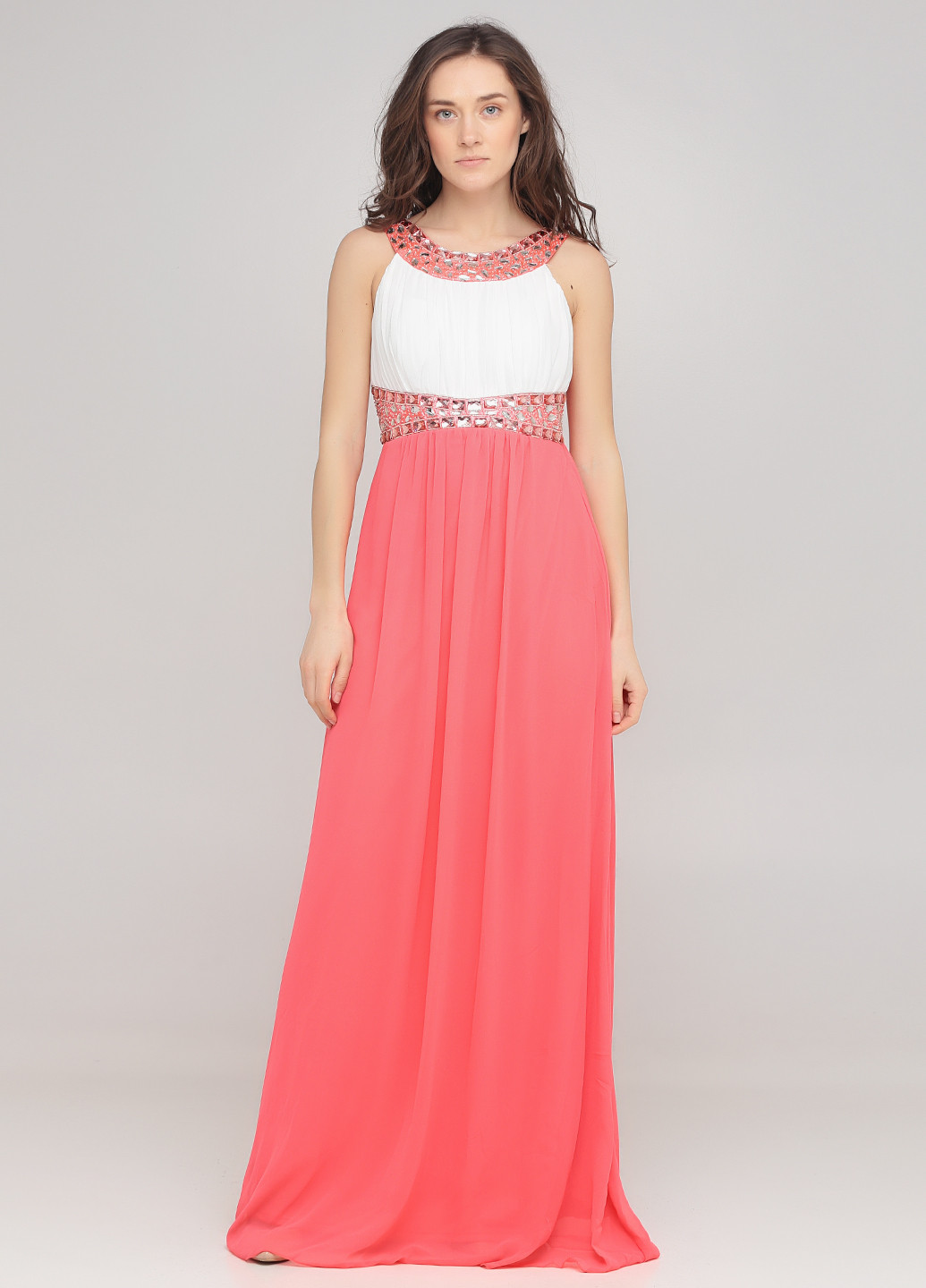 Кислотно-розовое вечернее платье в греческом стиле Made in Italy однотонное