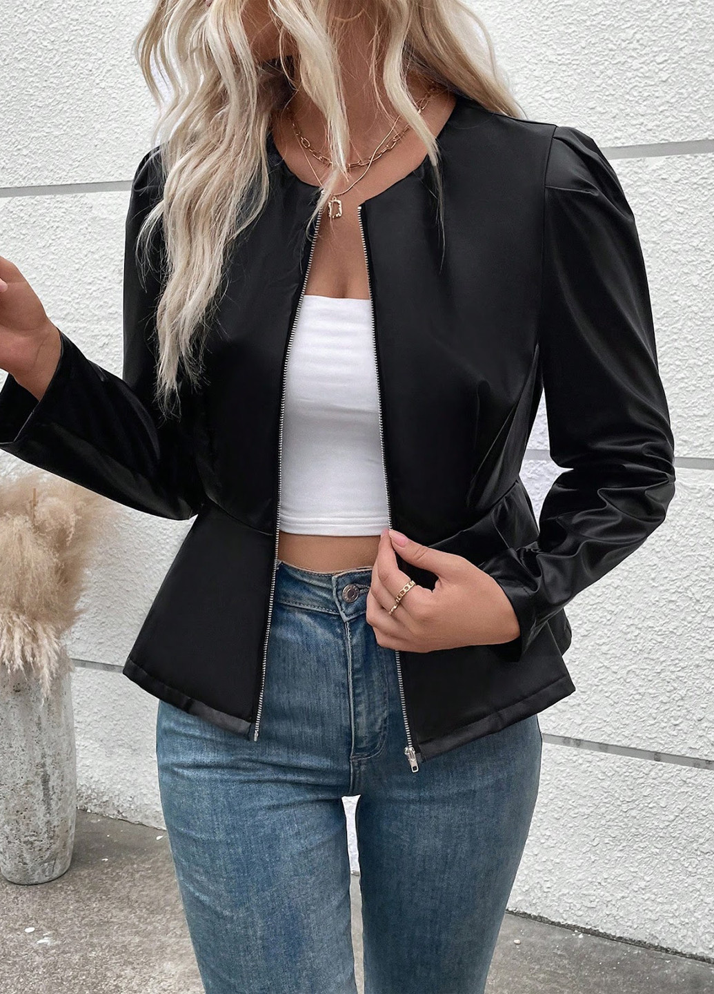 Чорна демісезонна куртка куртка-піджак SHEIN