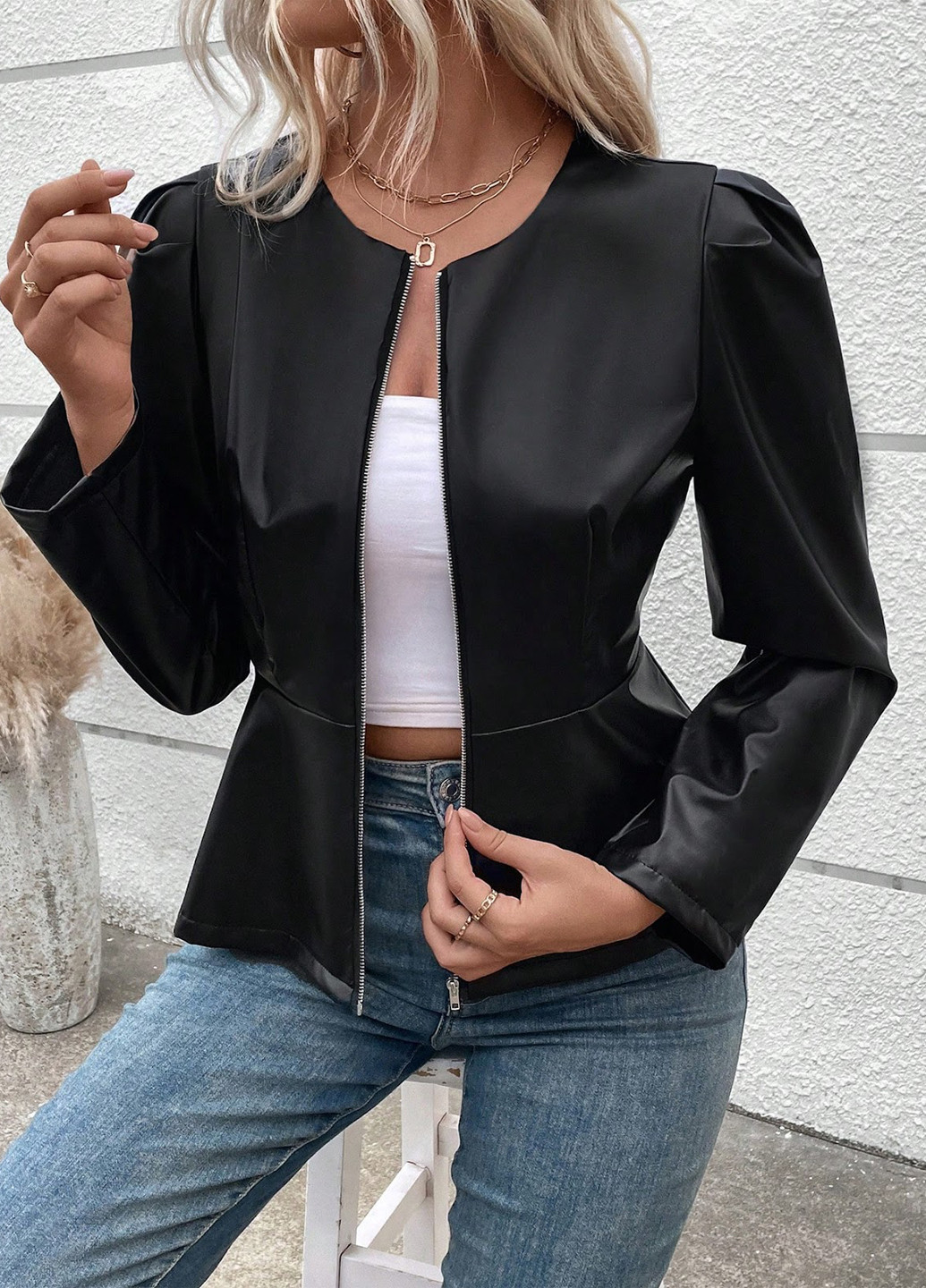 Чорна демісезонна куртка куртка-піджак SHEIN