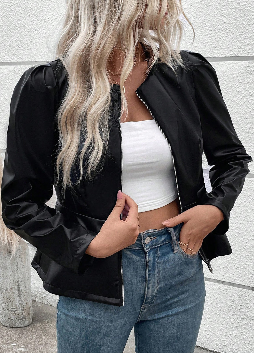 Чорна демісезонна куртка куртка-піджак SHEIN