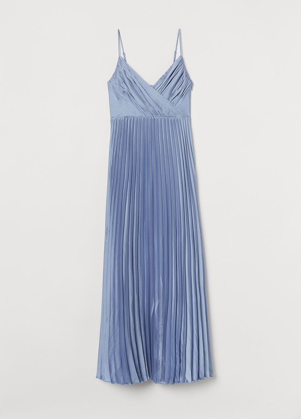 Голубое коктейльное платье платье-комбинация, плиссированное, на запах H&M однотонное