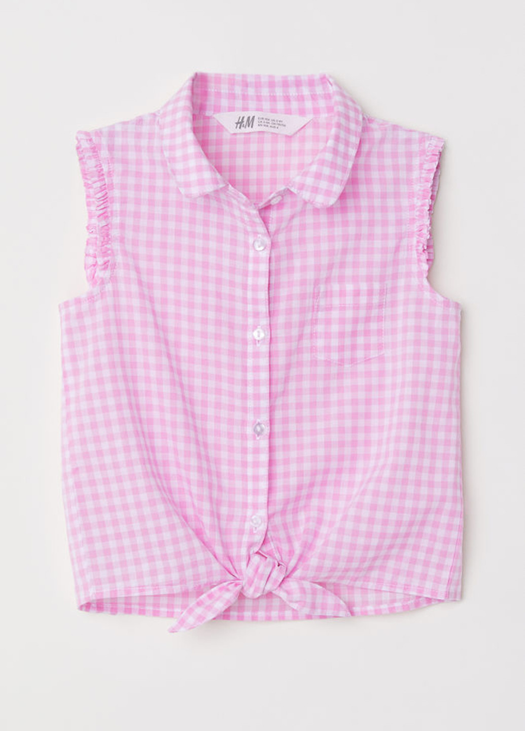 Светло-розовая в клетку блузка H&M летняя