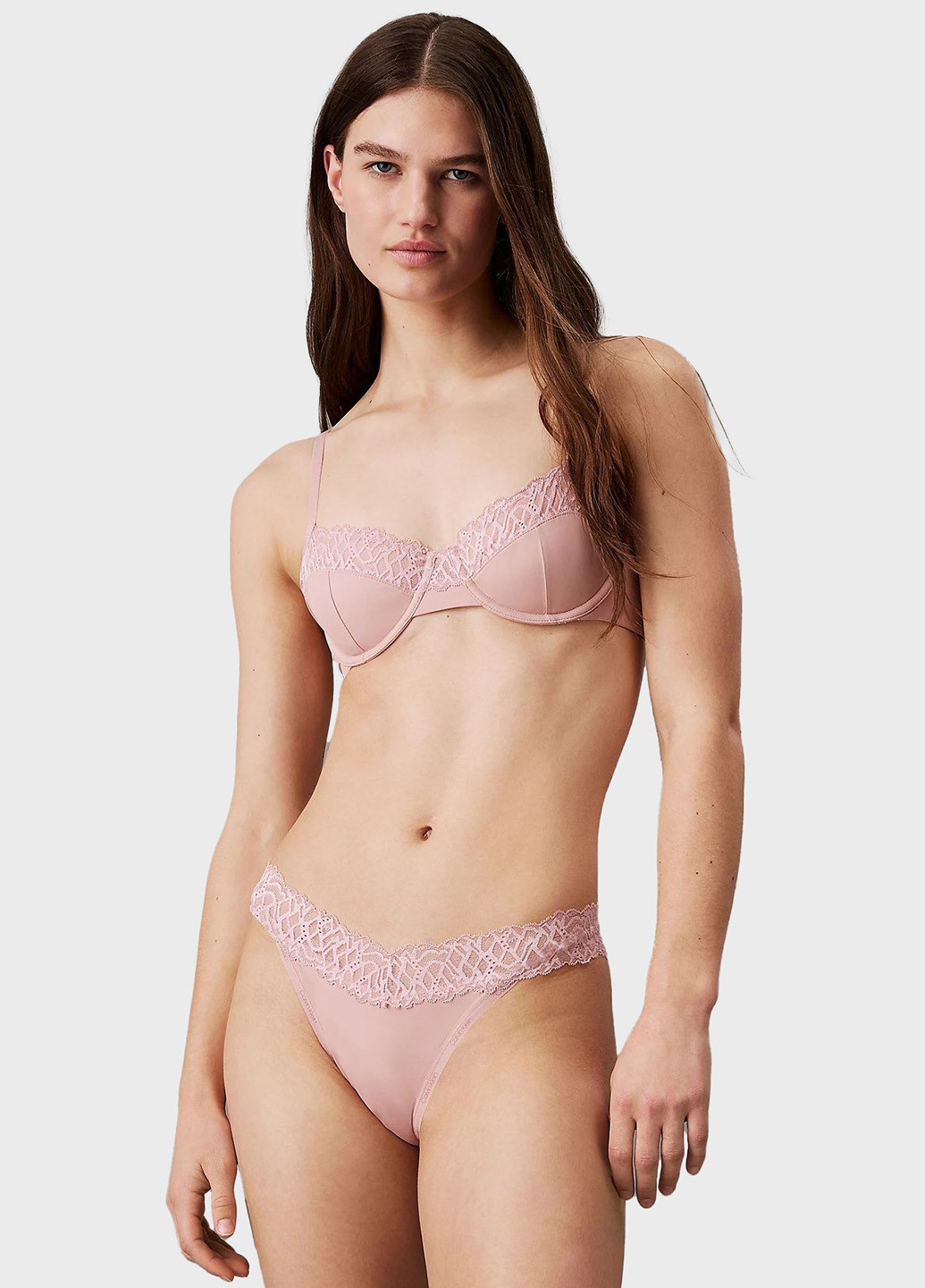 Розовый балконет бюстгальтер Calvin Klein с косточками полиамид