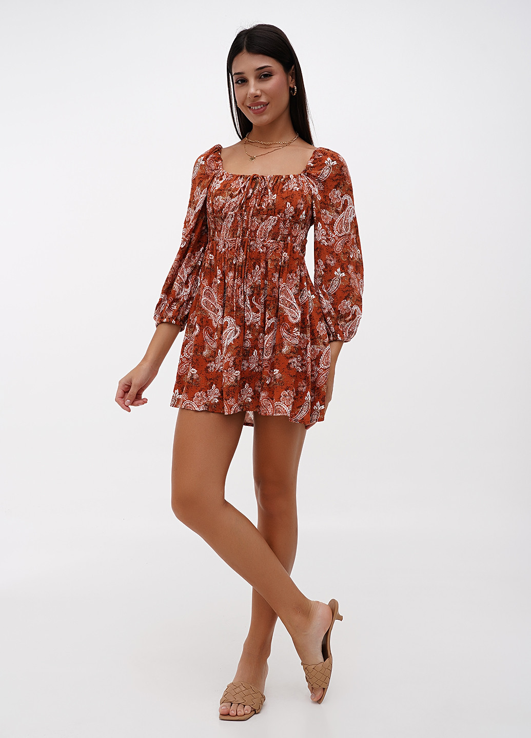 Коричнева кежуал сукня Stradivarius турецькі огірки