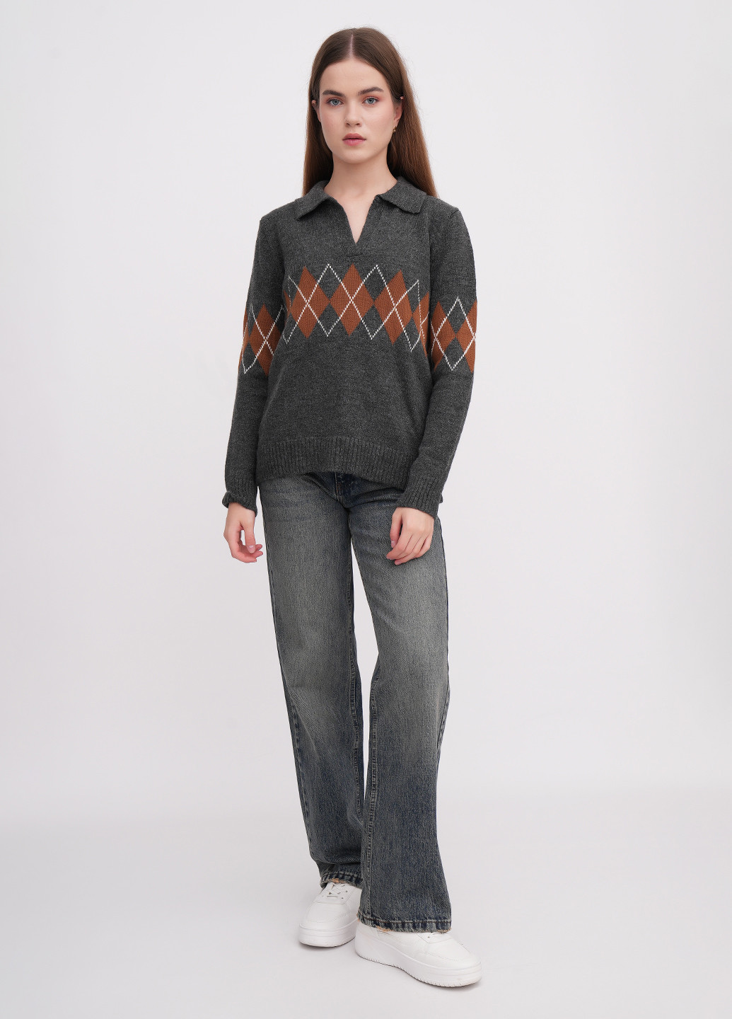 Темно-серый демисезонный свитер пуловер EQUILIBRI