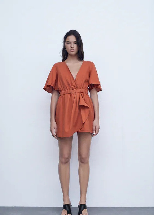 Комбінезон Zara однотонний теракотовий кежуал