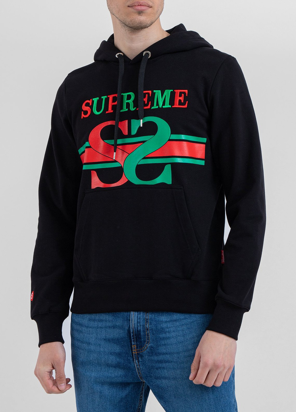 Сірий бавовняний худі з логотипом Supreme Spain (228877442)