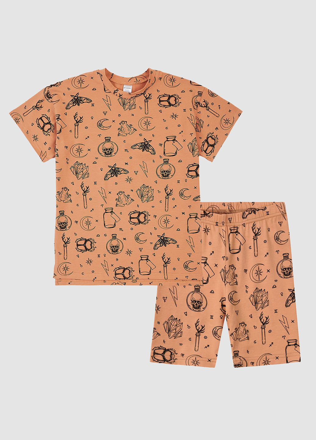 Рожево-коричневий літній костюм (футболка, шорти) Garnamama