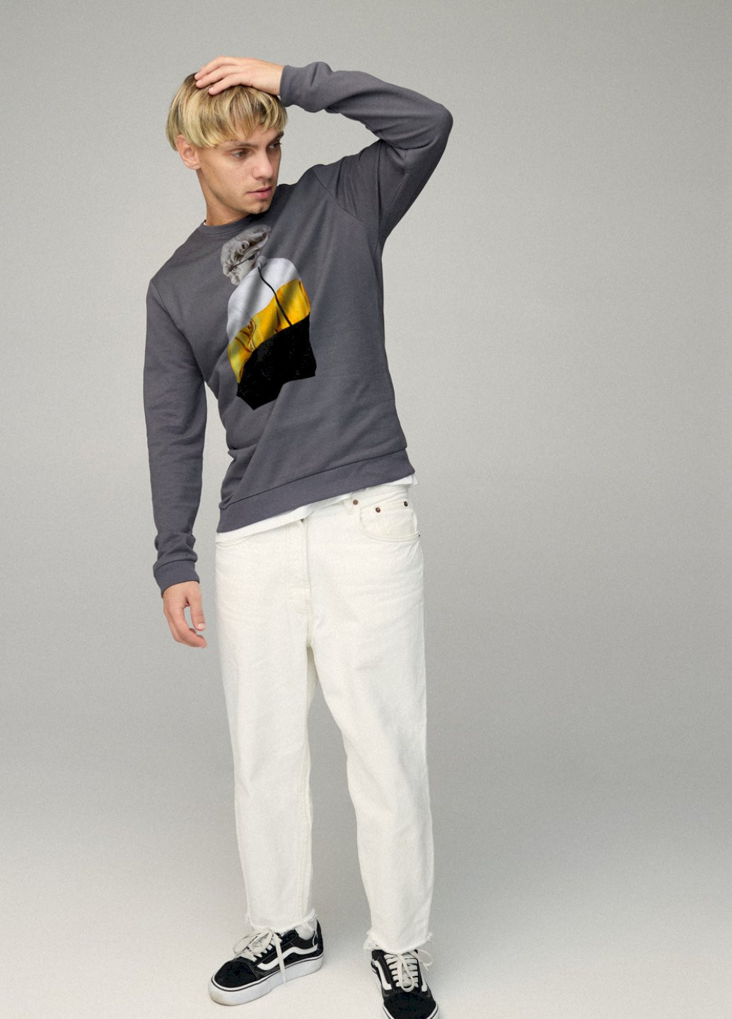 Темно-серый свитшот мужской basic /no flis/ YAPPI (252259074)