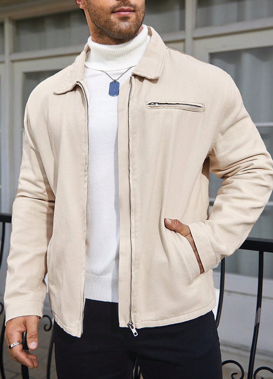 Светло-бежевая зимняя куртка SHEIN