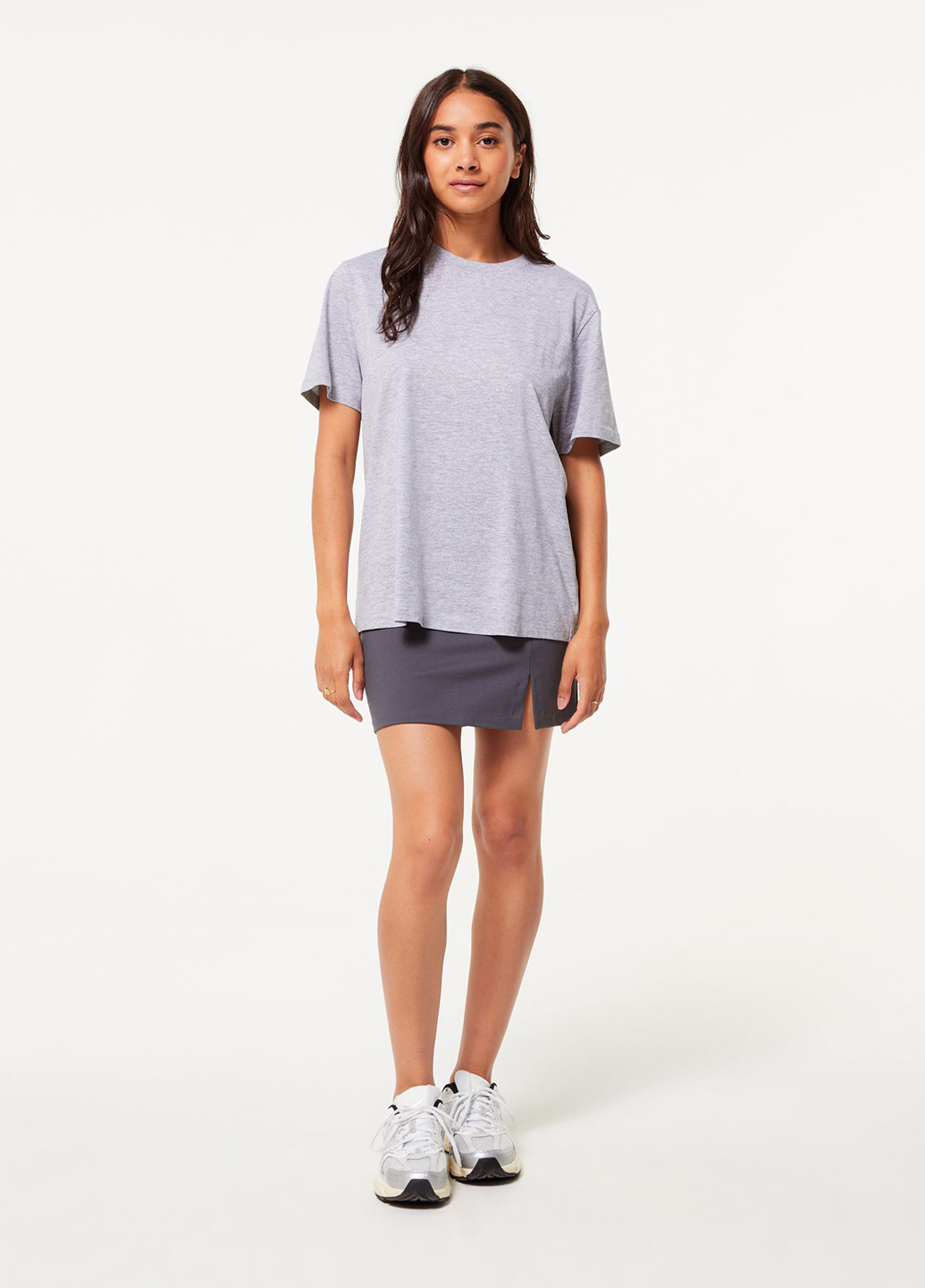 Серая кэжуал однотонная юбка Jennyfer а-силуэта (трапеция)