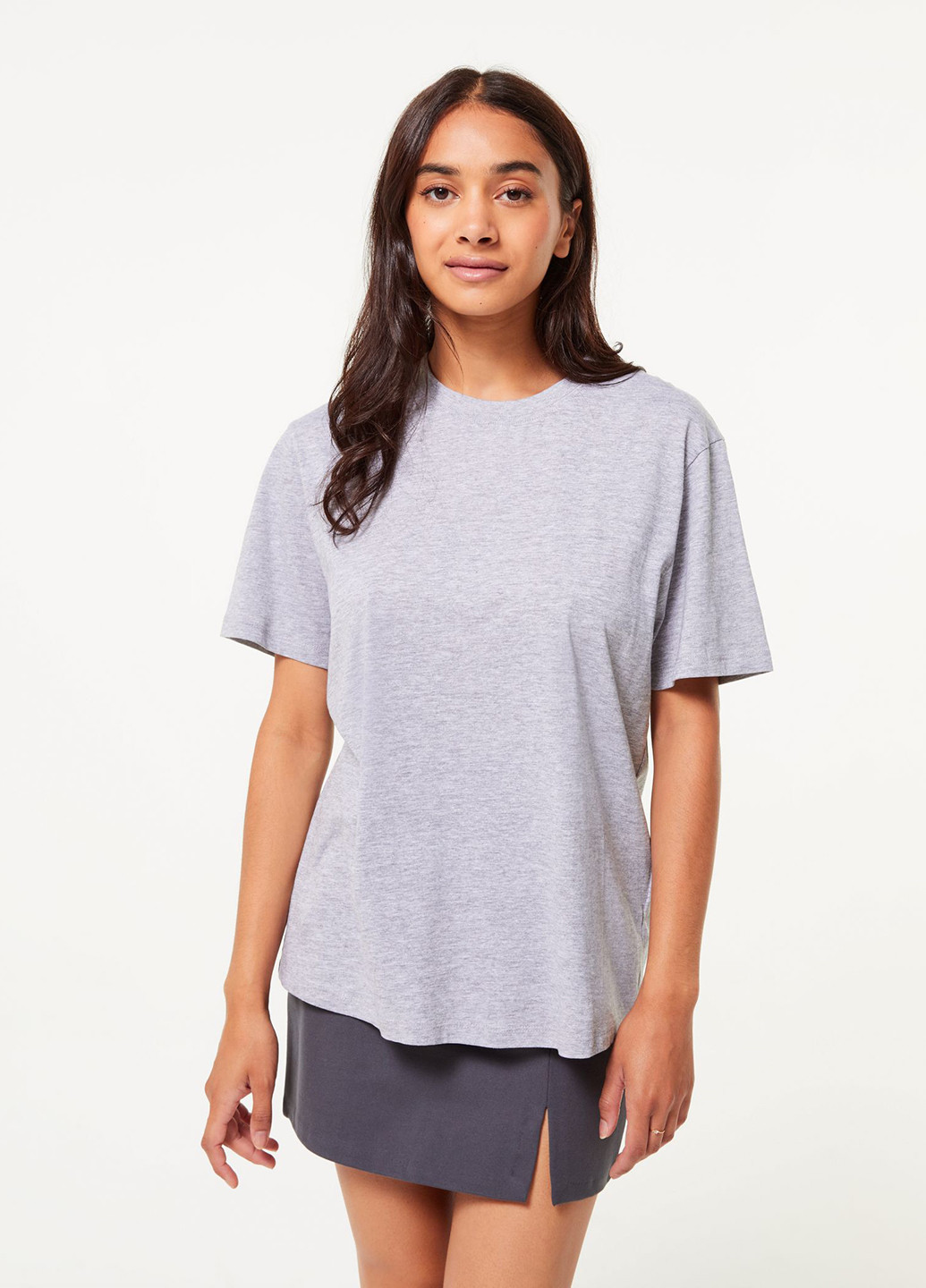 Серая кэжуал однотонная юбка Jennyfer а-силуэта (трапеция)