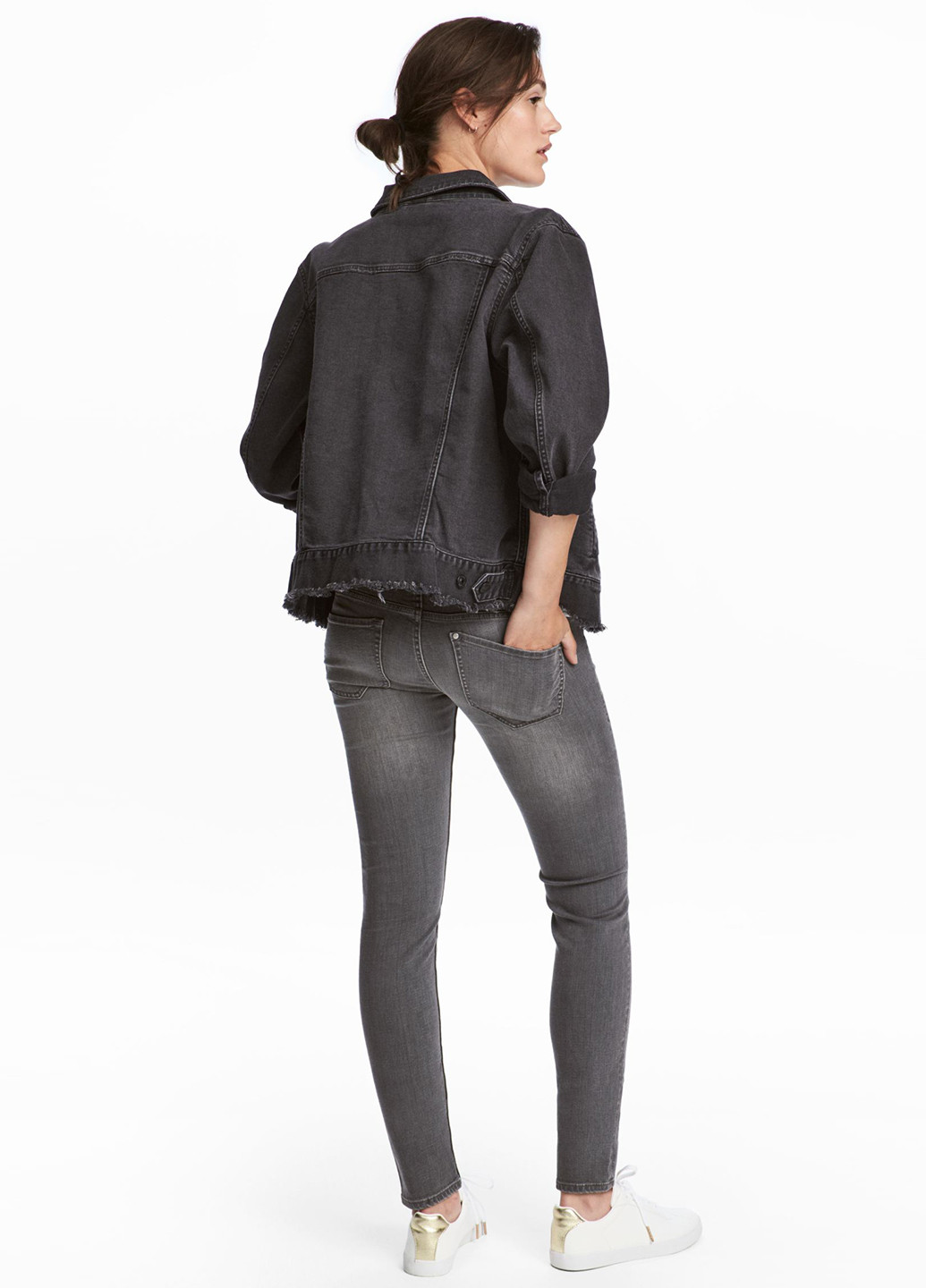 Серые демисезонные зауженные джинсы для беременных H&M