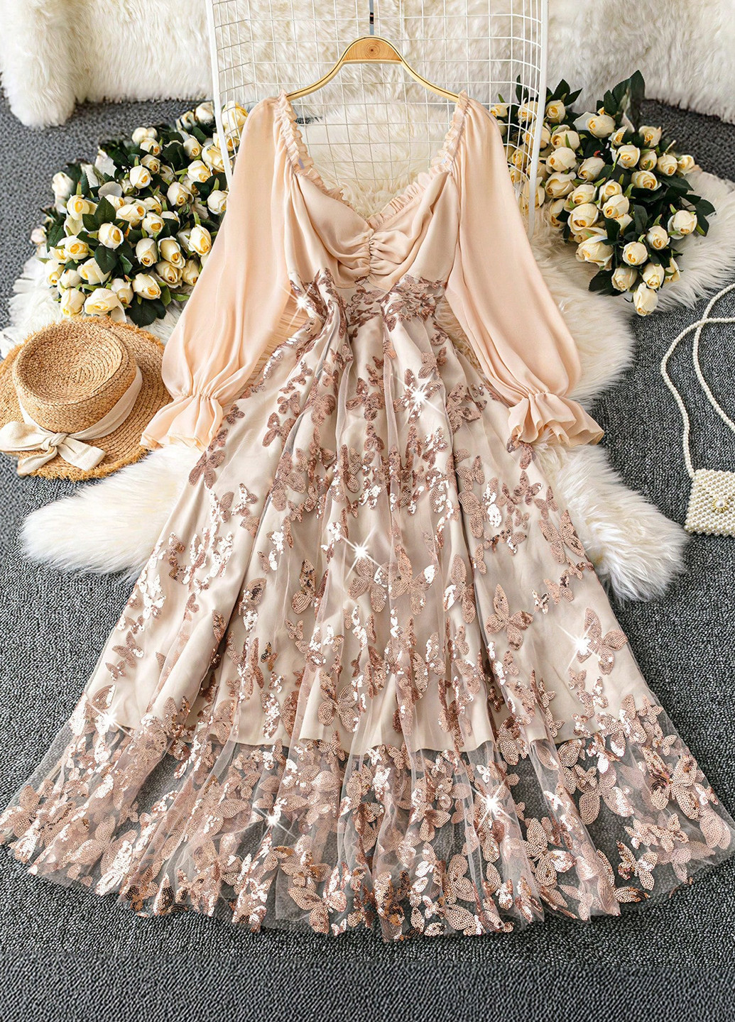 Пудрова святковий сукня SHEIN однотонна