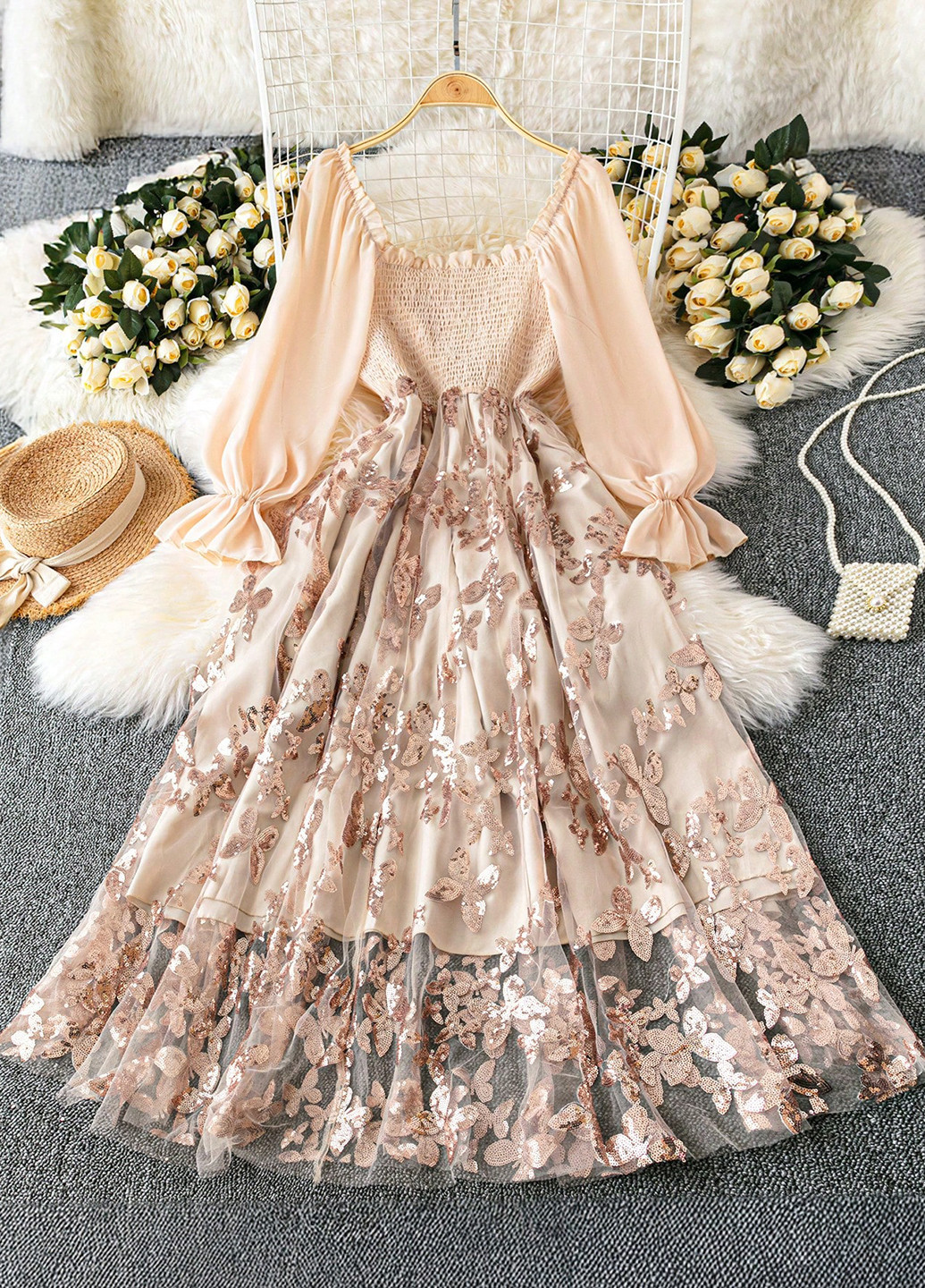 Пудрова святковий сукня SHEIN однотонна