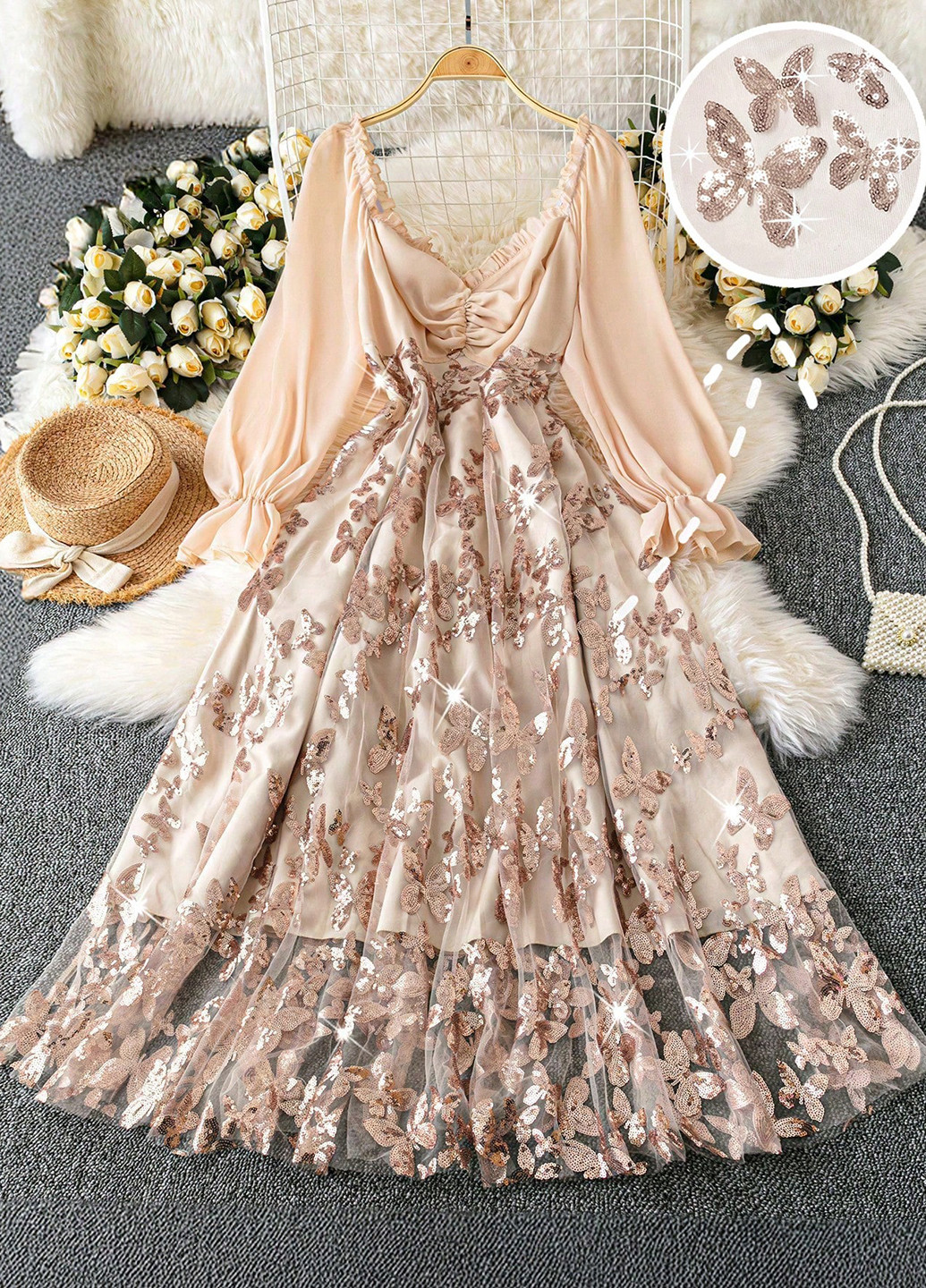 Пудрова святковий сукня SHEIN однотонна