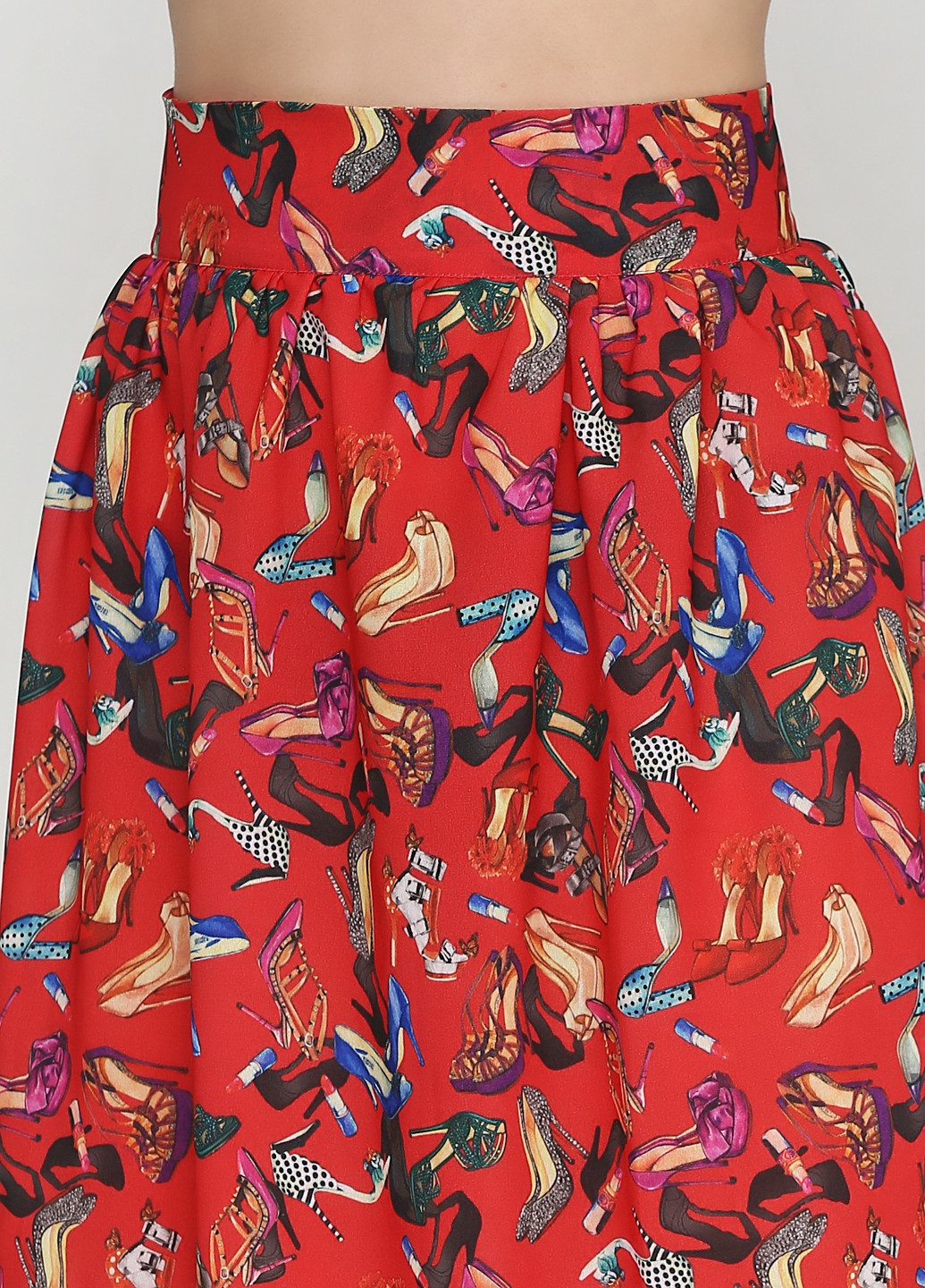 Красная кэжуал с рисунком юбка ANVI клешированная